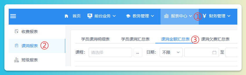 课消金额汇总表