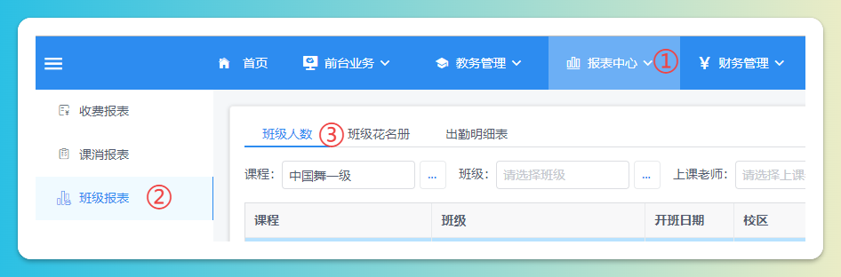 班级人数页面