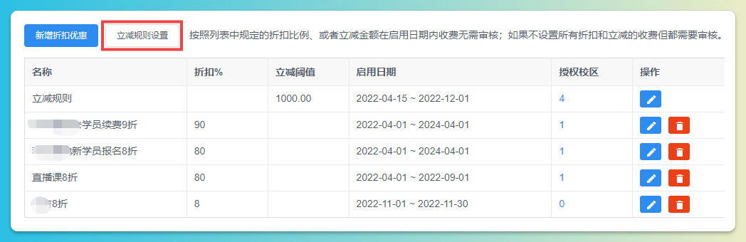 立减设置